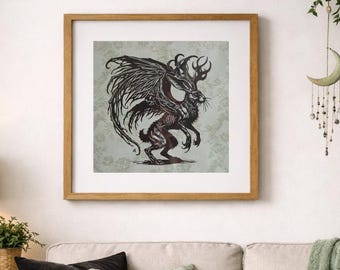 Harbinger Hare – 12x12” Original Lino Print