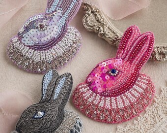 Ruffled Collar Rabbit Brooch