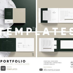 Peut inclure: Une maquette de modèle de portfolio pour architectes et designers d'intérieur. Le modèle comprend une page de couverture, une page de CV, une page de contenu et des pages de projet. Le modèle est conçu pour être utilisé avec Adobe InDesign.
