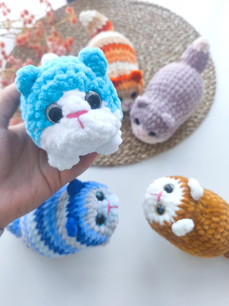 Gehäkelte Katze – KnuddelMiez – kleine Anti-Stress Katze – Handgemachtes Kuscheltier – Amigurumi Cat Plush – Geschenk für Katzenliebhaber afbeelding 6