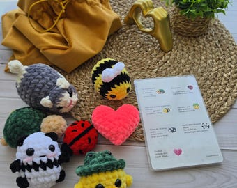 Knuddel-Orakel – 7 kleine Zeichen im Beutel | Handmade Geschenk | Positive Affirmationen | Überraschungsset | Self Care Geschenk