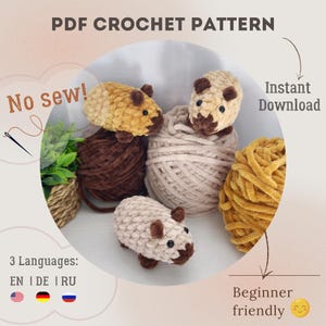 Capibara-haakpatroon pdf – geen naai-amigurumi – geschikt voor beginners – direct downloaden – zelfstudie knuffeldier