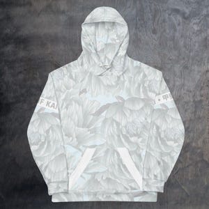 Shadow Peony Art-hoodie | Ontwerp met blauwe bloemen en bloemen Athleisure Athletic Wear | Japanse Aziatische Tokyo Streetwear van TIGER OF KAI+
