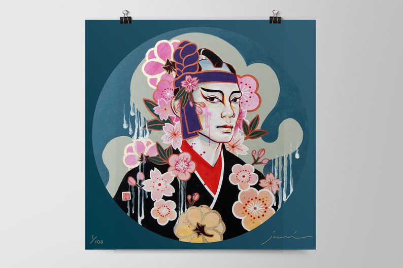 Fights & Fires 火事と喧嘩Signed Numbered 100 edition JUURI Japanese Kabuki Mural Print image 1