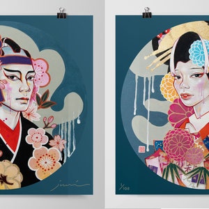 Fights & Fires 火事と喧嘩Signed Numbered 100 edition JUURI Japanese Kabuki Mural Print image 3