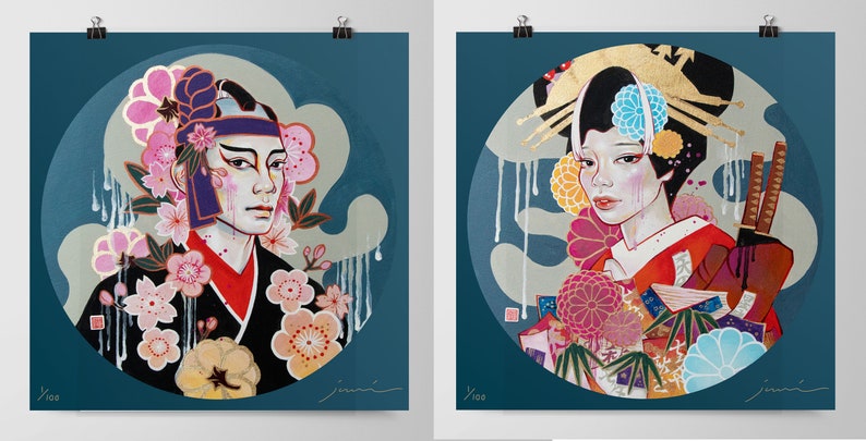 Fights & Fires 火事と喧嘩Signed Numbered 100 edition JUURI Japanese Kabuki Mural Print image 3