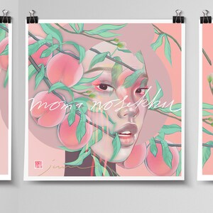 Momo No Sekku Signed JUURI Japanese Spring Peaches 3 Triple Print Set image 4