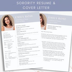sorority resume template, sorority resume, rush resume, sorority cover letter, rush resume template,  sorority recruitment templates,