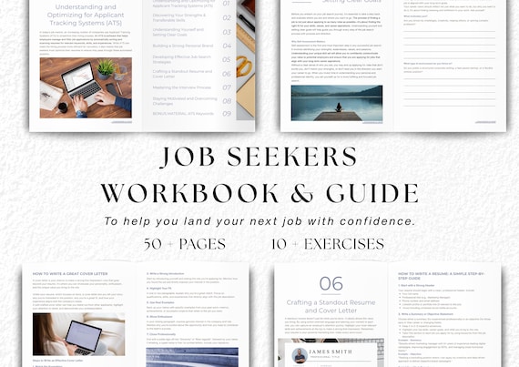 Job seeker workbook, career coaching tools, career planner, job search planner, resume writing, career guide, job application tracker