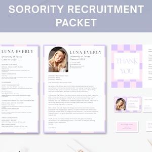 Sorority Recruitment Packet, Sorority resume template, Rush resume template, rush resume, sorority merch, Sorority Rush Packet