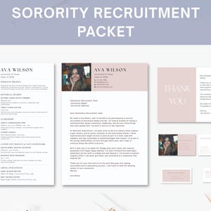 Sorority Recruitment Packet, Sorority resume template, Rush resume template, rush resume, sorority merch, Sorority Rush Packet