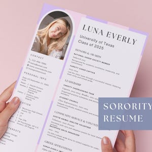 sorority resume template, sorority resume, sorority cover letter, rush resume, sorority merch, rush recruitment, sorority recruitment