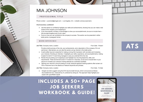 ATS Resume Template, Modern Editable Design, Job Seeker Guide