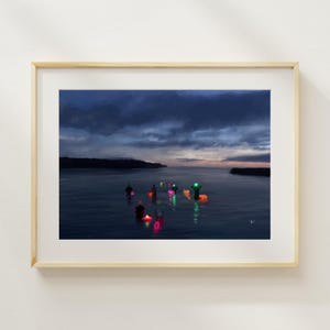 Night Lights for a Sea Swim Art Print | Outdoor Sea Swim Illustration | Museum-Quality Matte Paper | Giclée Inks