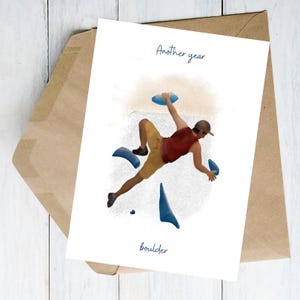 carte d'anniversaire | Une autre année de rocher | Carte d'anniversaire pour grimpeurs | Anniversaire d'un joueur de bloc | carte 324 gsm mohawk de | 7 x 5" | 6 x 4" |