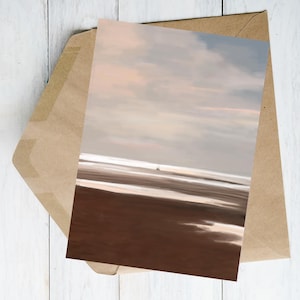 carte de voeux | Scène de plage côtière | Thurstaston Wirral | de haute qualité 324 g/m² Mohawk de style portrait | 7 x 5 po.