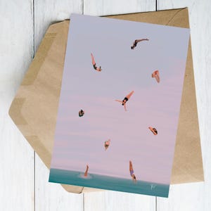 carte de voeux | Sunset High Divers | Personnes minuscules | de haute qualité 324 g/m² Mohawk de style portrait | 7 x 5" | 6 x 4"