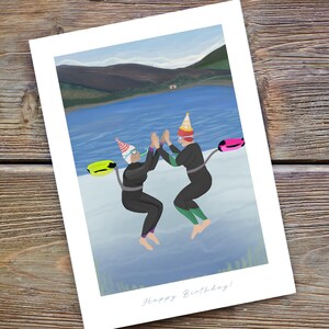 Verjaardagskaart | Verjaardagswensen voor open water wildzwemmer | Buddy/Zuster-kaart zwemmen | Hoge kwaliteit Mohawk-kaart 324 gsm | 7 x 5" | 6 x 4" |
