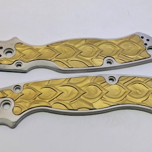 Spyderco Paramilitary 2 Lightweight Aluminum Scales with Brass 3D Inlays | Custom PM2 Handle Upgrade | CNC Machined EDC Knife Scales