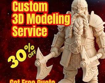 Custom 3D Modeling service & 3D Designing | figurine, character 3d model design commission | 3MF, CAD, OBJ, STL File for 3D Printing