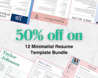 12 cv-cv 2026 sjablonen + bundel sollicitatiebrief, bewerkbare Google Documenten-sjablonen, strak, minimalistisch ATS-vriendelijk cv-ontwerp