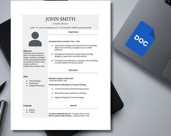 Minimalistische cv-sjabloon ATS, professioneel cv-ontwerp (Google Documenten-indeling, 1 pagina)