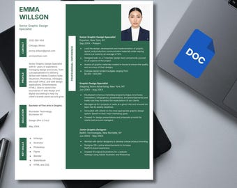 ATS Resume Template, Graphic Designer CV, Cover Letter (Google Docs)