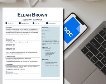 ATS Assistant Manager CV-sjabloonontwerp voor Google Documenten; CV-indeling, CV direct downloaden