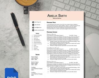 Marketing Manager Resume Template | Creative, Professional Google Docs CV Design