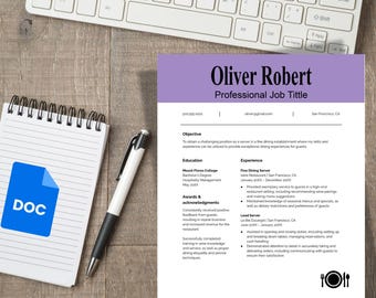 CV-sjabloon ober, horeca, foodservice (Google Documenten-bestand)