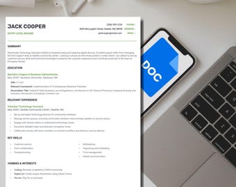 ATS-cvsjabloon voor Word, Pages, Google Docs, inclusief sollicitatiebrief