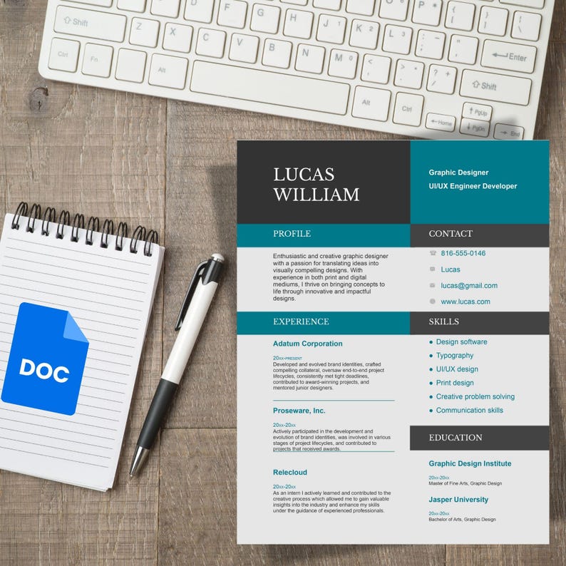 ATS Graphic Designer Resume Template | Creative Professional CV for ...
