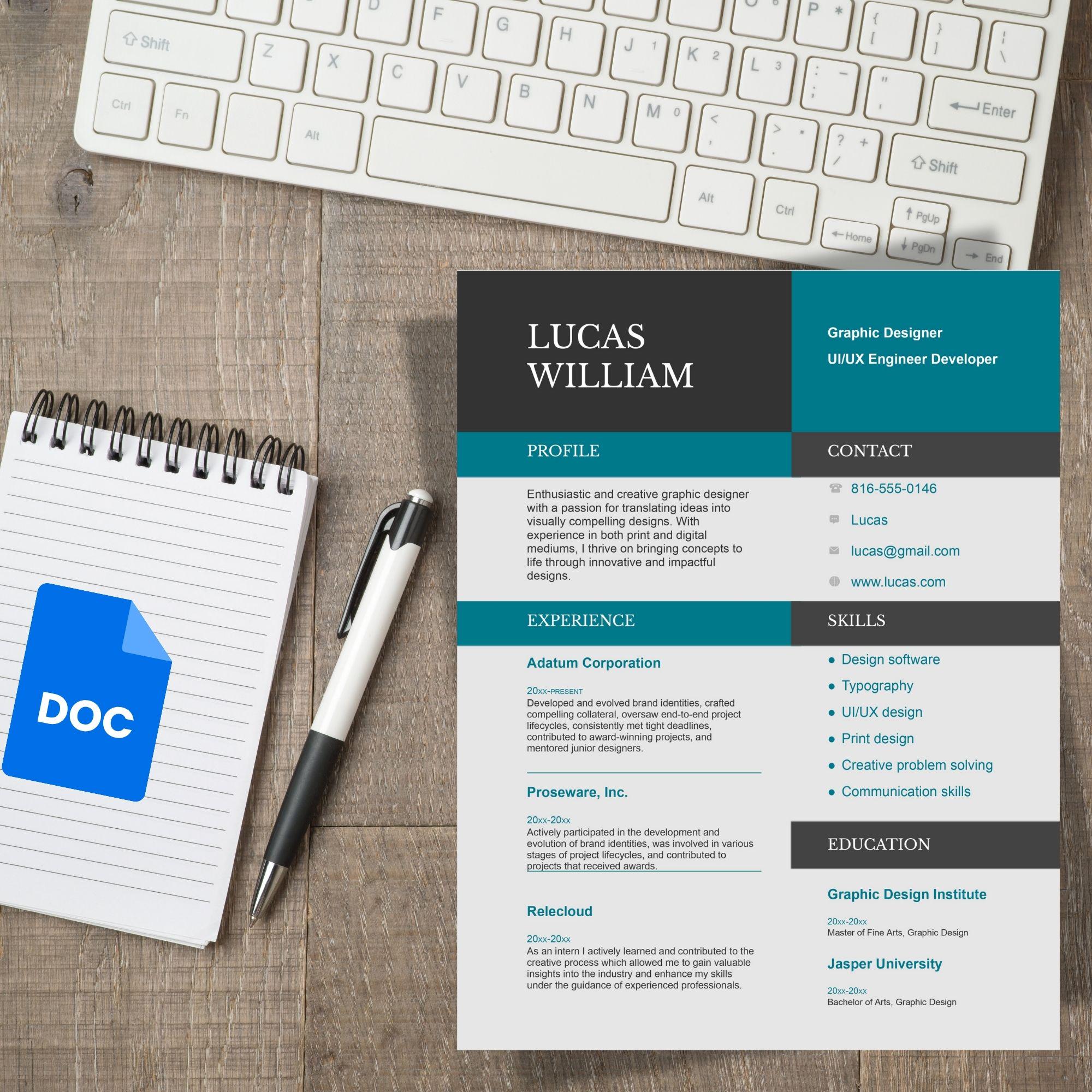 ATS Graphic Designer Resume Template | Creative Professional CV for ...