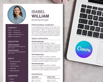 CV-sjabloon marketingmanager | Professioneel bedrijfscv voor Canva | ATS-vriendelijk modern cv