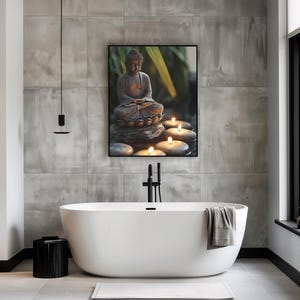 Serene Buddha Wall Art - Digital Download, Zen Meditation Print for Home & Yoga Decor - Bathroom Wall Art, Spa Decor, Guest WC Decor