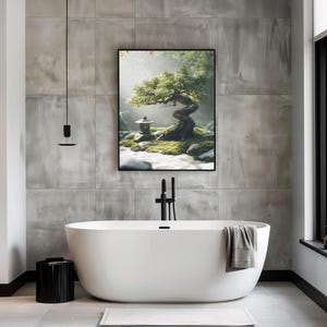 Bonsai Garten - Ruhiger Zen Garten - Serene Japanische Meditationskunst, Zen Natur Print, Spa & Haus, Badezimmer Poster, Bonsai Print