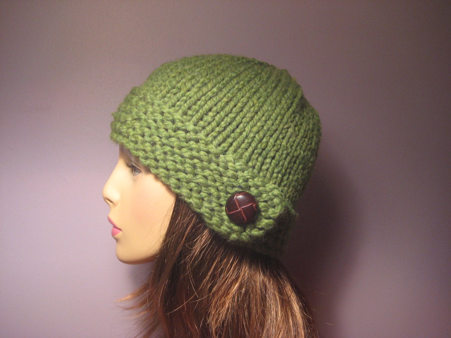 PATTERN Button Brim Knit Hat PDF Etsy