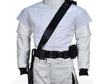 Mandalorian Starwars Boba fett Flight Suit bounty hunter din djarin Suit with leather holster belt.