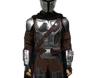 Mandalorian Starwars Beskar Din Djarin custom cosplay costume Mando Bounty hunter 5 piece flight suit with cummerbund & Cape