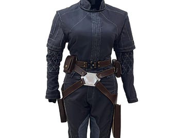 Sabine Wren Mandalorian Cosplay-kostym: Brun flygdräkt med läderbälte