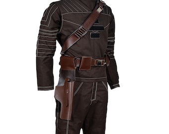 Mandalorian Starwars Din djarin Custom Beskar Bounty hunter 3 piece Flight Suite with mando belt