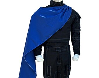 Mandalorian starwars custom cosplay Bounty hunter Mando Suit beskar costume din djarin 3 piece Black Flight Suite with blue Cape