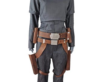 Handmade Sabine Wren Mandalorian Cosplay Costume - Flight Suit with Leather Belt