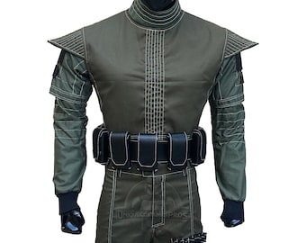 Mandalorian Star wars Book of Boba Fett Flight Suit with Flak Vest & Mandalorian Belt Custom Beskar Din Djarin Bounty Hunter Cosplay Costume