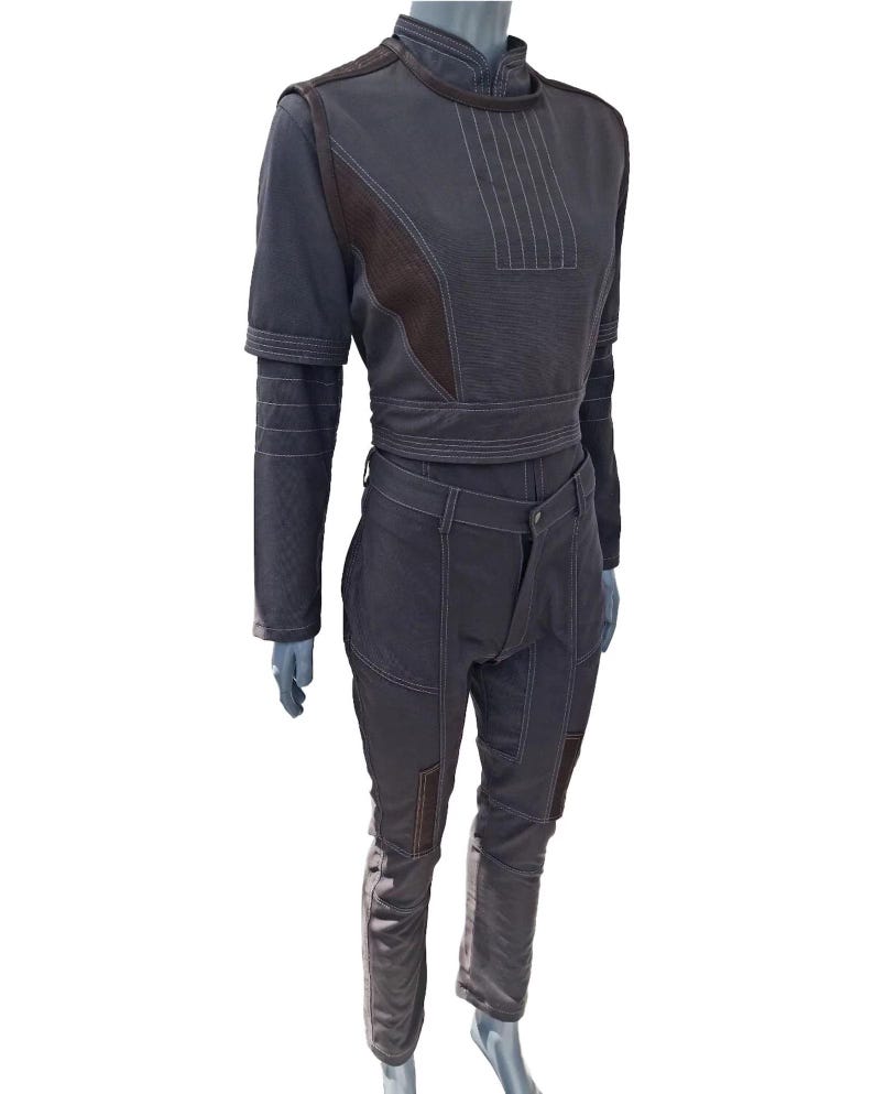 Handgemaakt Mandalorian Bo-Katan Kryze-cosplaykostuum - Flight Suit met leren armband afbeelding 1