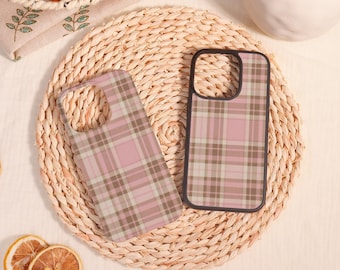 Soft-toned Plaid Customized iPhone Case/Protector,Customized Birthday Gift,For iPhone 16 15 14 13 12 11 Mini Plus Pro Max,iPhone X/XS/XR/SE