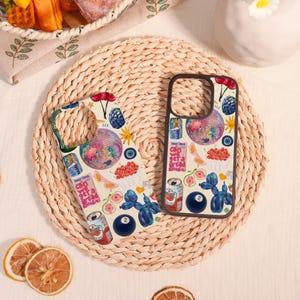 Kreativer Retro bunter Pop-Art-Stil kundenspezifische iPhone-Hülle/Protektor, für iPhone 16 15 14 13 12 11 Mini Plus Pro Max, iPhone X / XS / XR / SE 2020