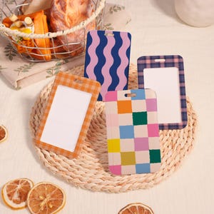 Grilles et lignes colorées, porte-cartes de crédit étanches à fleurs, porte-cartes en plastique pour bus étudiant, protège-cartes, pour carte d'identité/de transport