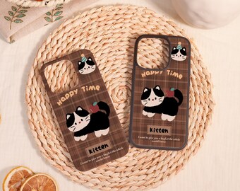 Happy Kitten Time Personalized iPhone Case,Customized protector/Gift,For iPhone 16 15 14 13 12 2025Mini Plus Pro Max,iPhone X/XS/XR/SE2020