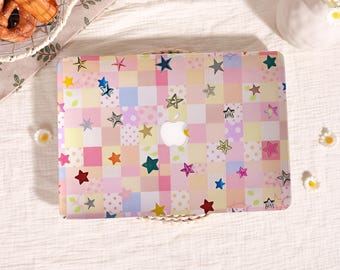 Patchwork Star Burst,MacBook Case for M4 MacBook Air 15 13 11 Case, Custom Macbook Pro 13 14 15 16 M1 M2 M3 Case, Boho Style Macbook Cover